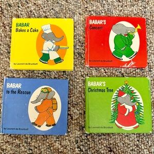 Vintage set of 4 Babar Mini Books by Laurent de Brunhoff